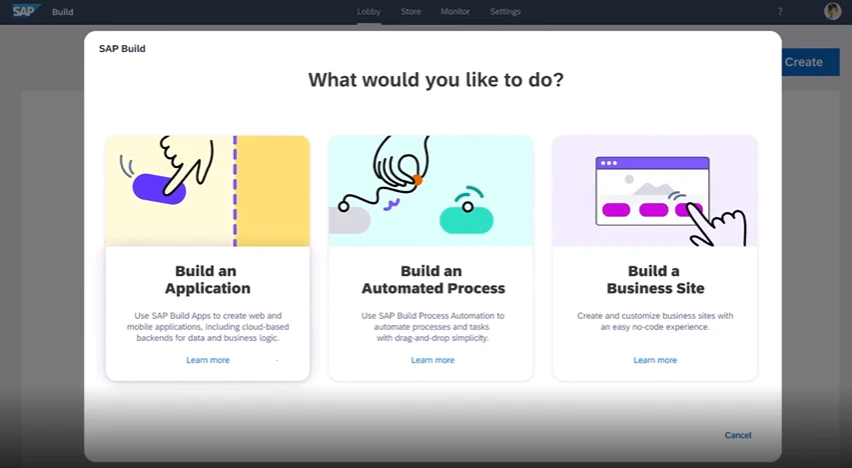 screenshot of SAP Build
